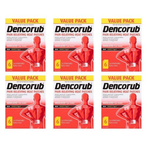 Dencorub Pain Relieving Heat Patches 6 Patches Pack of 6