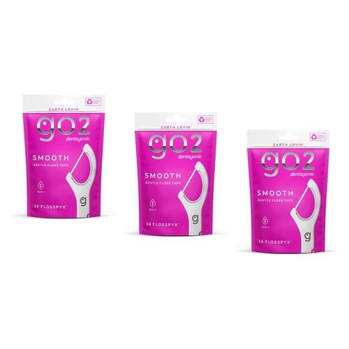 Dentagenie Smooth Flosspyx Gentle Floss Picks 36 Pack Bundle of 3