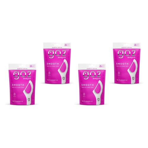Dentagenie Smooth Flosspyx Gentle Floss Picks 36 Pack Bundle of 4
