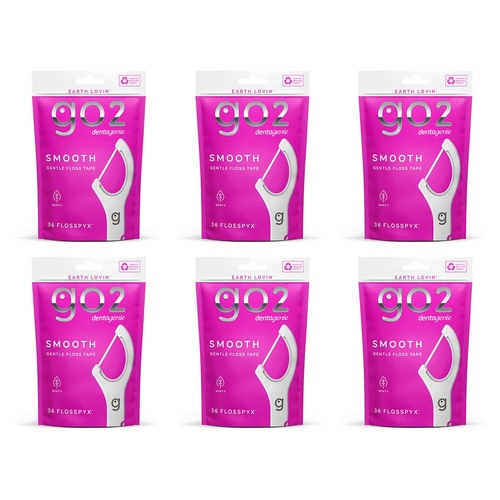 Dentagenie Smooth Flosspyx Gentle Floss Picks 36 Pack Bundle of 6