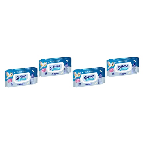 Sorbent Hypo-Allergenic Flushable Wipes 40 Pack x 14 Bundle of 4