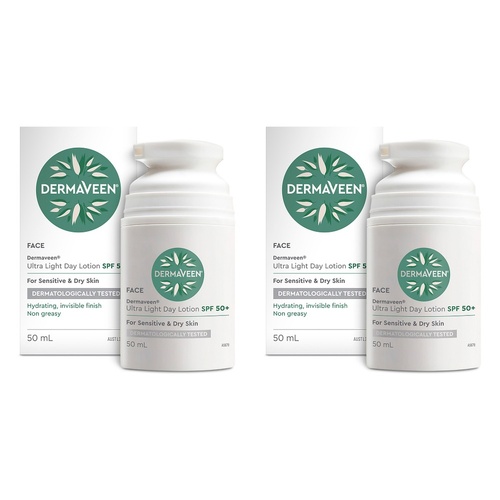 DermaVeen Ultra Light Day Lotion SPF 50+ 50mL Pack of 2