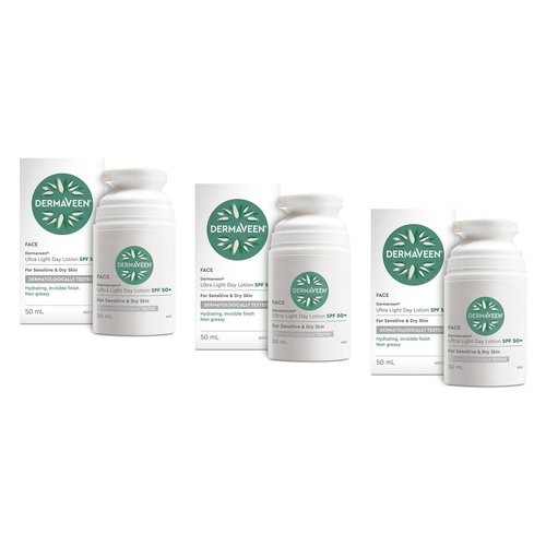 DermaVeen Ultra Light Day Lotion SPF 50+ 50mL Pack of 3