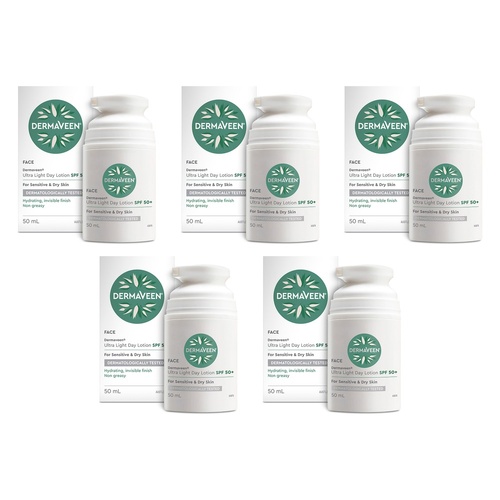 DermaVeen Ultra Light Day Lotion SPF 50+ 50mL Pack of 5