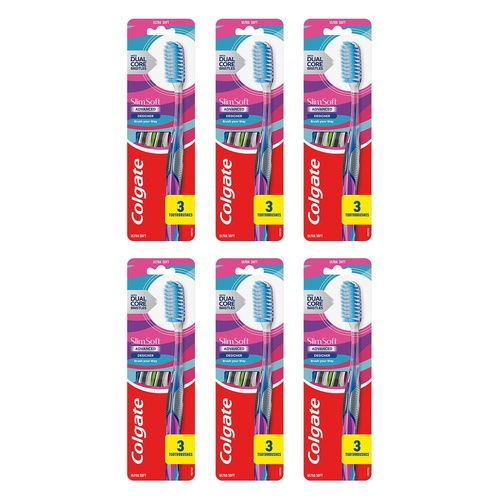 Colgate Slim Soft Advanced Ultra Soft Toothbrush 3 Pack Bundle of 6
