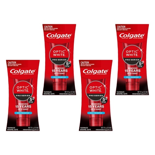 Colgate Optic White Pro Series Stain Prevention Toothpaste 80g x 6 Bundle of 4