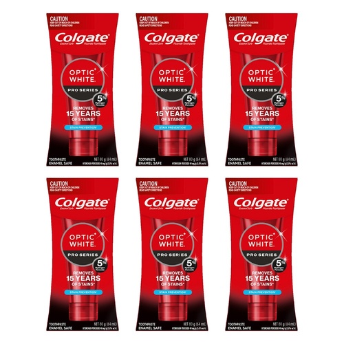 Colgate Optic White Pro Series Stain Prevention Toothpaste 80g x 6 Bundle of 6