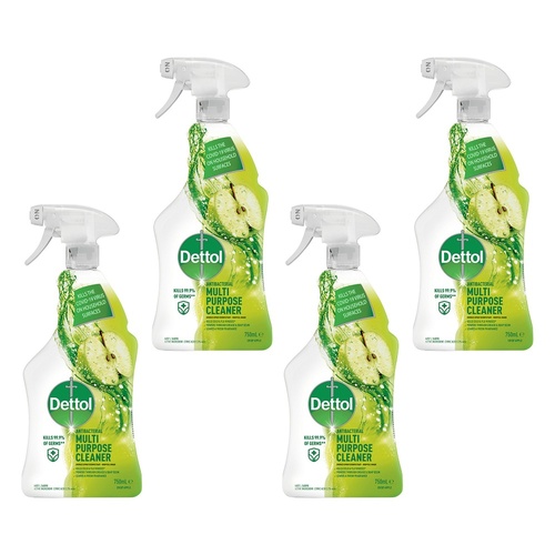 Dettol Antibacterial Multipurpose Cleaner Spray Crisp Apple 750mL Pack of 4