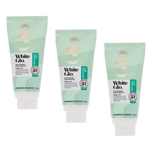 White Glo Professional White Whitening Toothpaste 115g Pack of 3