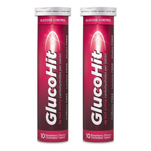 GlucoHit Glucose 4mg Raspberry Tube 10 Tablets Pack of 2