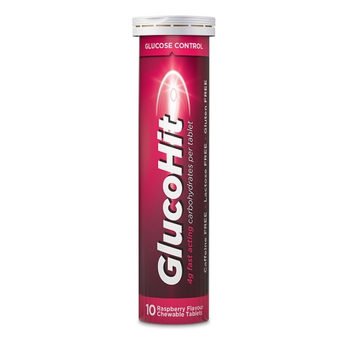 GlucoHit Glucose 4mg Raspberry Tube 10 Tablets