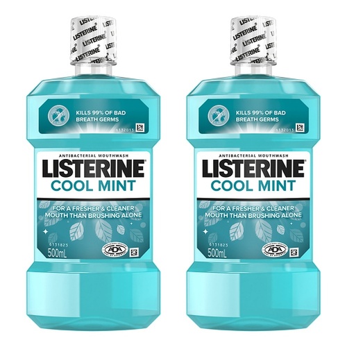 Listerine Coolmint Antibacterial Mouthwash 500mL Pack of 2
