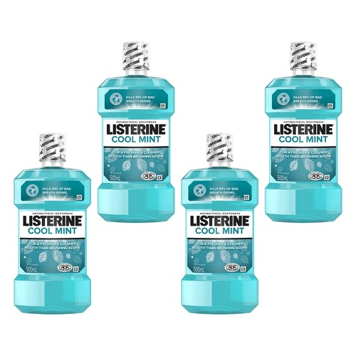 Listerine Coolmint Antibacterial Mouthwash 500mL Pack of 4