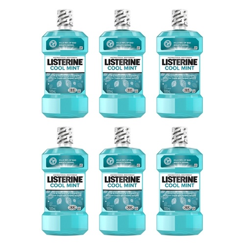 Listerine Coolmint Antibacterial Mouthwash 500mL Pack of 6