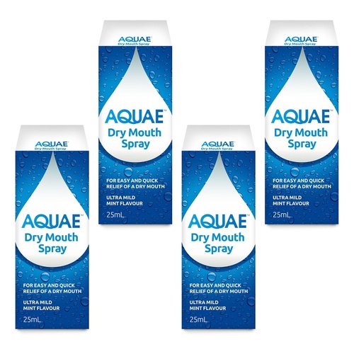 Aquae Dry Mouth Spray 25mL Pack of 4