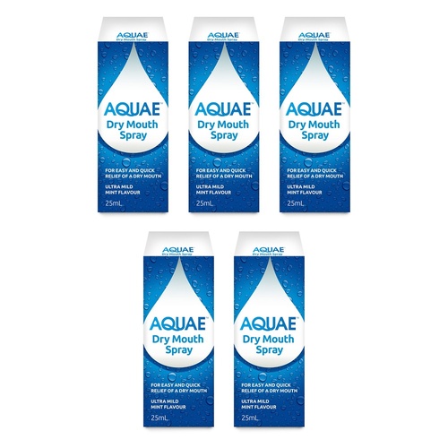 Aquae Dry Mouth Spray 25mL Pack of 5
