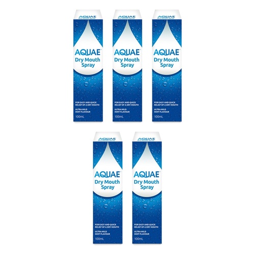Aquae Dry Mouth Spray 100mL Pack of 5