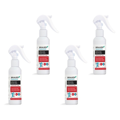 Brauer Magnesium + Arnica Pain Relief Spray 100mL Pack of 4