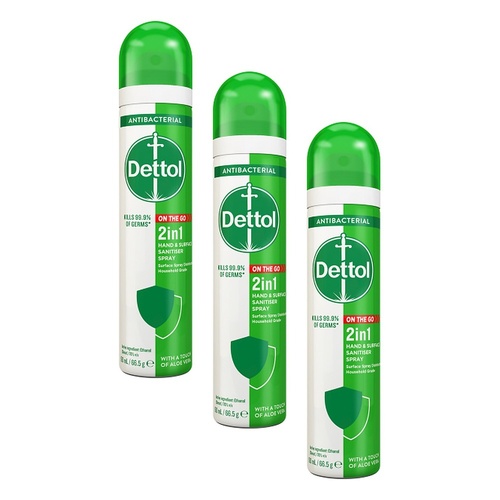 Dettol 2in1 On The Go Hand & Surface Sanitiser Spray 90mL Pack of 3