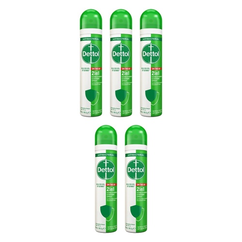 Dettol 2in1 On The Go Hand & Surface Sanitiser Spray 90mL Pack of 5