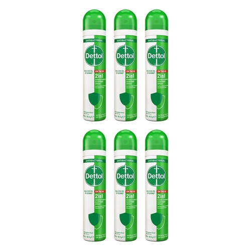 Dettol 2in1 On The Go Hand & Surface Sanitiser Spray 90mL Pack of 6