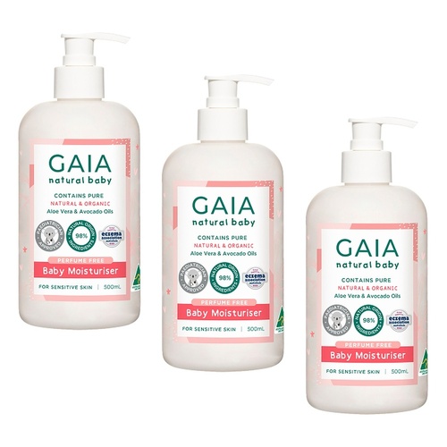 GAIA Natural Baby Moisturiser 500mL Pack of 3