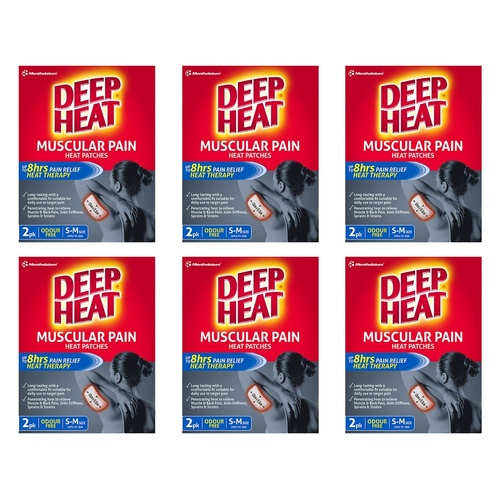 Deep Heat Muscular Pain Heat Patches 2 Pack Bundle of 6