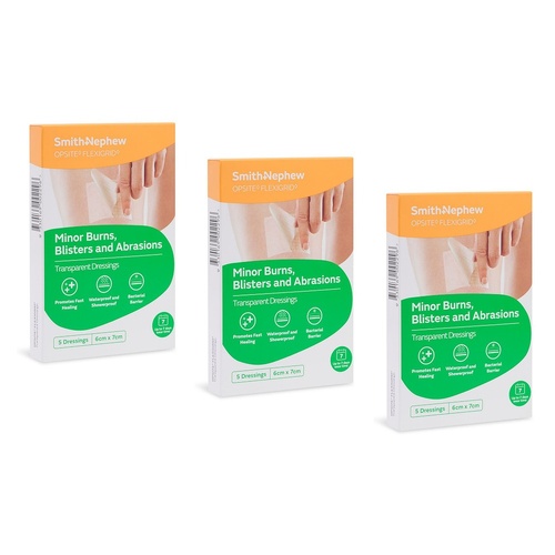 Opsite Flexigrid Waterproof Film Dressing 6cm x 7cm 5 Pack Bundle of 3