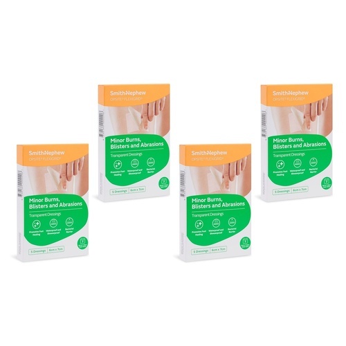 Opsite Flexigrid Waterproof Film Dressing 6cm x 7cm 5 Pack Bundle of 4
