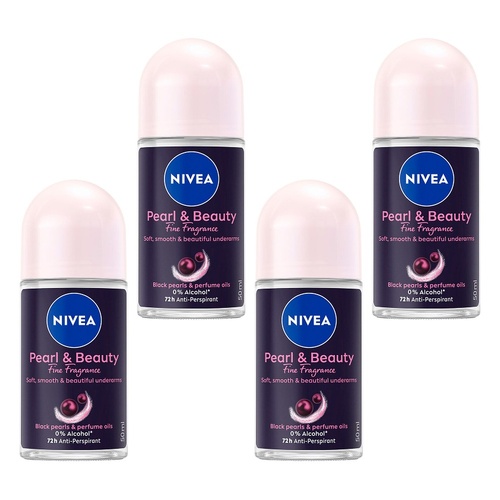 NIVEA Pearl & Beauty 72h Anti-Perspirant 50mL Pack of 4