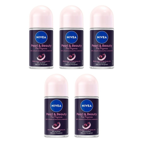NIVEA Pearl & Beauty 72h Anti-Perspirant 50mL Pack of 5