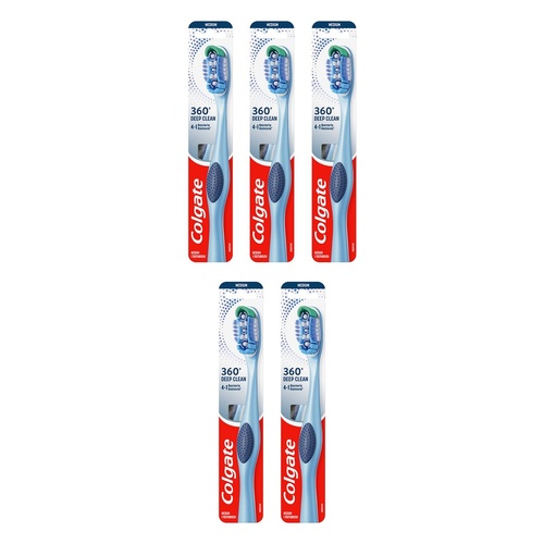 Colgate 360° Whole Mouth Clean Toothbrush Medium Pack of 5