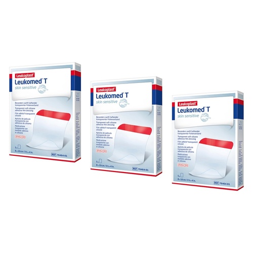 Leuko Leukomed T Sterile Transparent Film Dressing 5 Pack Bundle of 3