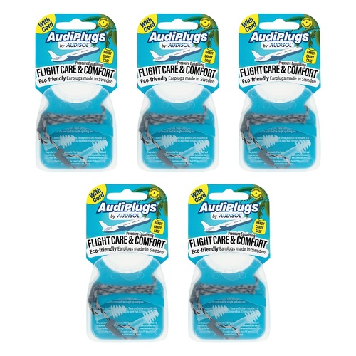 Audiplugs Flight Care & Comfort Earplugs Pack of 5