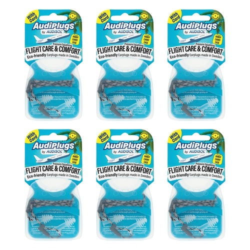 Audiplugs Flight Care & Comfort Earplugs Pack of 6