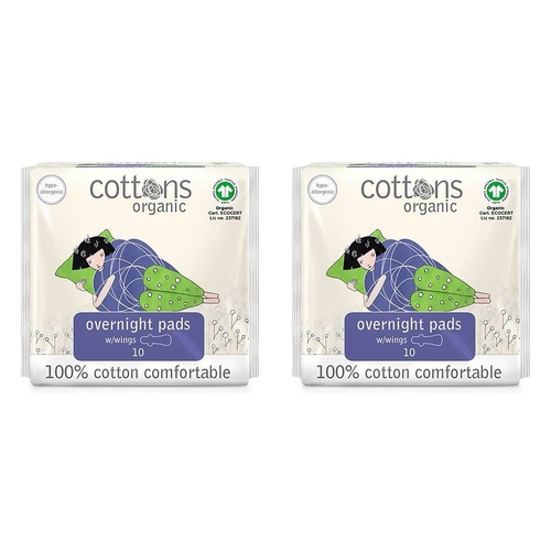 Cottons Overnight Pads 10 Pack x 6 Bundle of 2