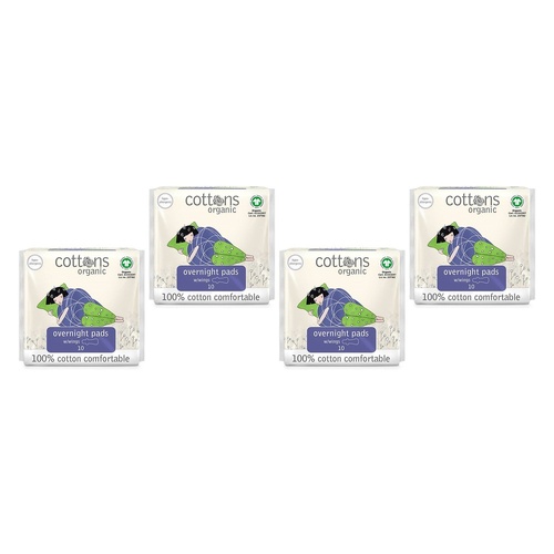 Cottons Overnight Pads 10 Pack x 6 Bundle of 4