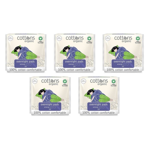 Cottons Overnight Pads 10 Pack x 6 Bundle of 5