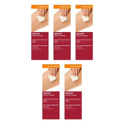 Melolin Absorbent Wound Pad 5cm x 5cm 100 Pack Bundle of 5