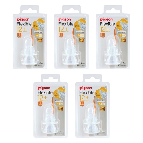 Pigeon Flexible Peristaltic Plus LL Nipple 12+ Months 2 Pack Bundle of 5