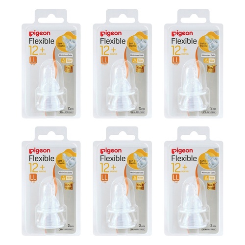 Pigeon Flexible Peristaltic Plus LL Nipple 12+ Months 2 Pack Bundle of 6