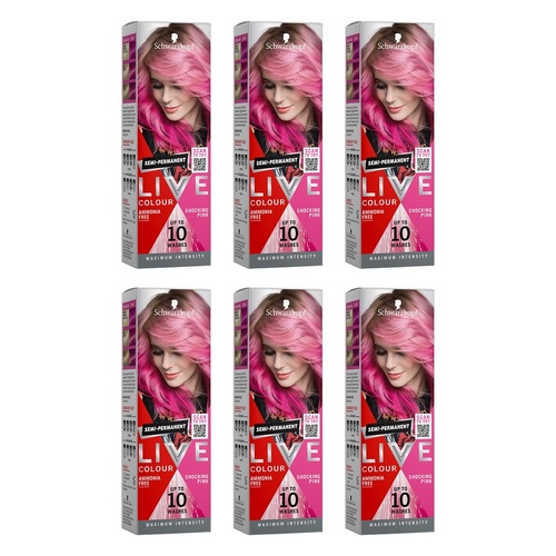 Schwarzkopf LIVE Colour Ultra Brights Shocking Pink Semi-Permanent Pack of 6