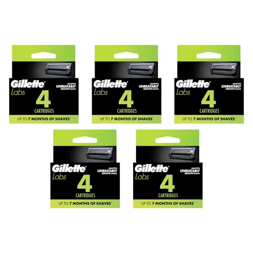 Gillette Labs Razor Blade Refill Cartridges, 4 Pack Bundle of 5