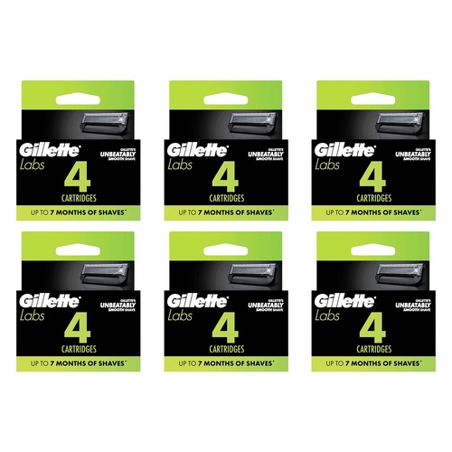 Gillette Labs Razor Blade Refill Cartridges, 4 Pack Bundle of 6