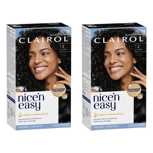 Clairol Nice 'N Easy 2 Black Permanent Hair Colour Pack of 2