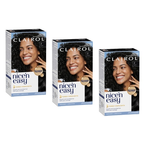 Clairol Nice 'N Easy 2 Black Permanent Hair Colour Pack of 3