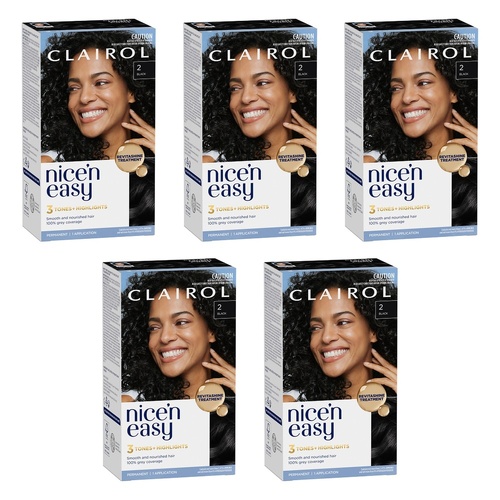 Clairol Nice 'N Easy 2 Black Permanent Hair Colour Pack of 5