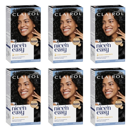 Clairol Nice 'N Easy 2 Black Permanent Hair Colour Pack of 6