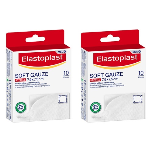 Elastoplast Soft Gauze Sterile 7.5cm x 7.5cm 10 Pack Bundle of 2