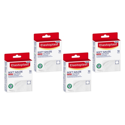 Elastoplast Soft Gauze Sterile 7.5cm x 7.5cm 10 Pack Bundle of 4